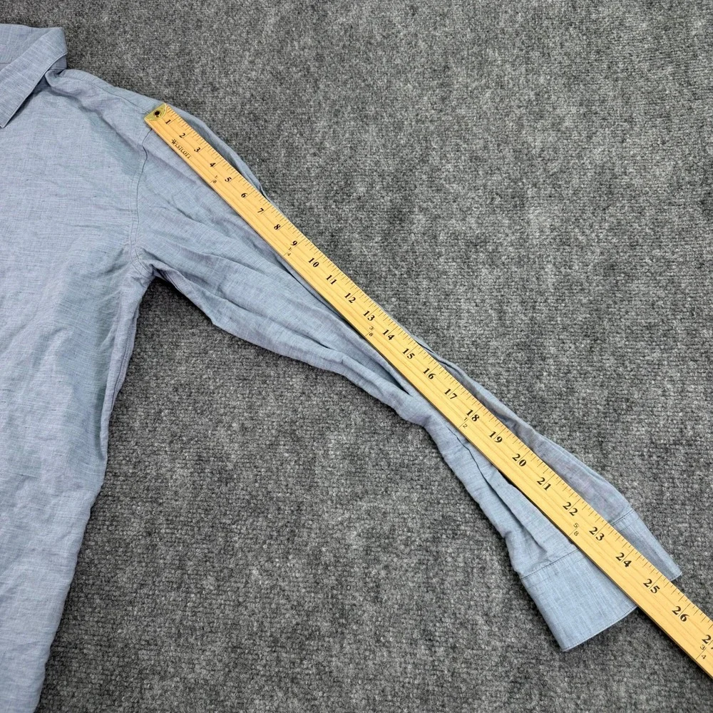 Theory Shirt Men's XL Light Blue Edward Essential Linen Cotton Blend Button Down